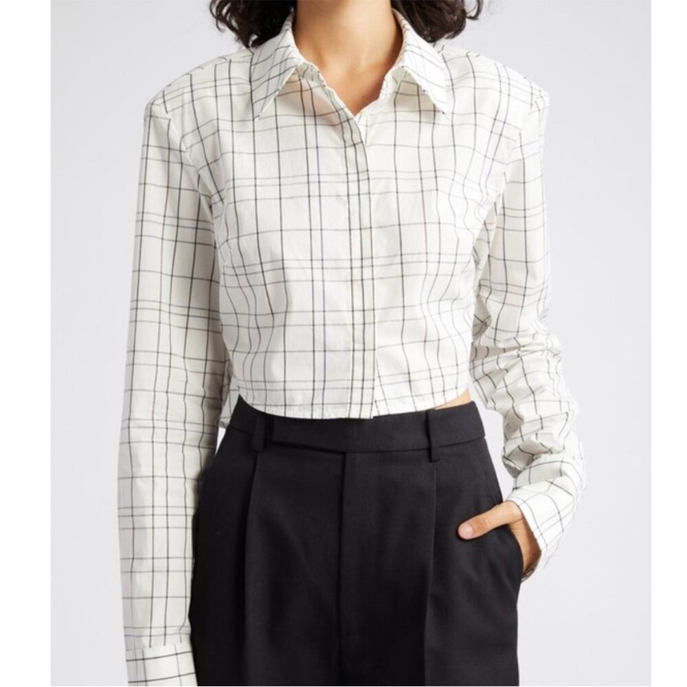 STAUD White Plaid Blouse